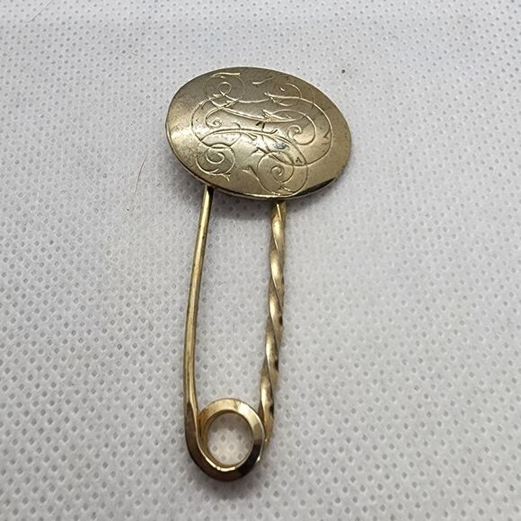 Vintage Gold Tone Swirl Pin Brooch - Picture 2 of 4
